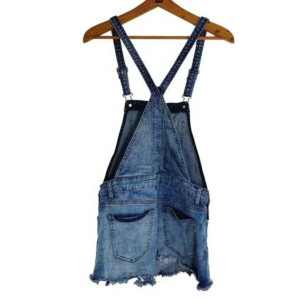 Ashley Mason Women's Acid Wash Denim Overall Shorts Country Western Size L - Picture 5 of 7